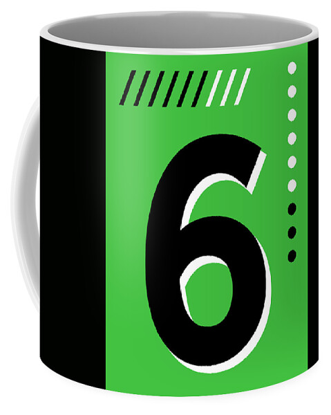 Six Coffee Mug featuring the mixed media Number Six - Pop Art Print - Green by Studio Grafiikka