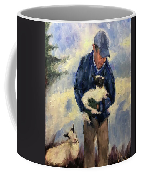 Man Coffee Mug featuring the painting Nurturing with love by Ashlee Trcka