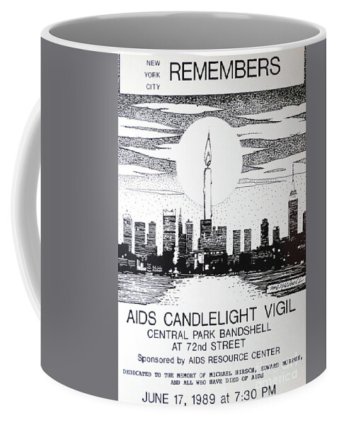 Nyc Aids Candlelight Vigil Poster Coffee Mug featuring the drawing NYC AIDS Poster by William Hart McNichols