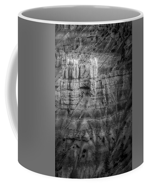 Bryce Canyon Coffee Mug featuring the photograph NYC Skyline sunglow and Moon BW by Susan Candelario