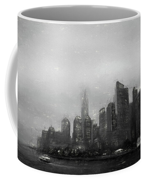 Sketch Coffee Mug featuring the drawing NYC tour of Manhattan by Richard Worthington
