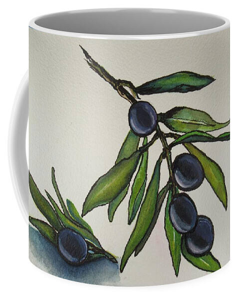 Olives Coffee Mug featuring the painting O Live In Peace by Dale Bernard