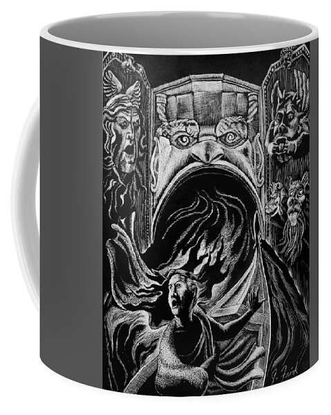 Venice Coffee Mug featuring the drawing O, this dread night where horrors hide by Judy Frisk