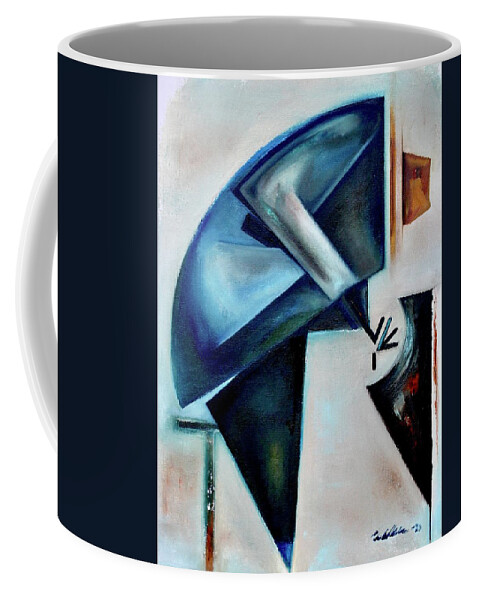 Jazz Coffee Mug featuring the painting Oblique / Fulcrum by Martel Chapman