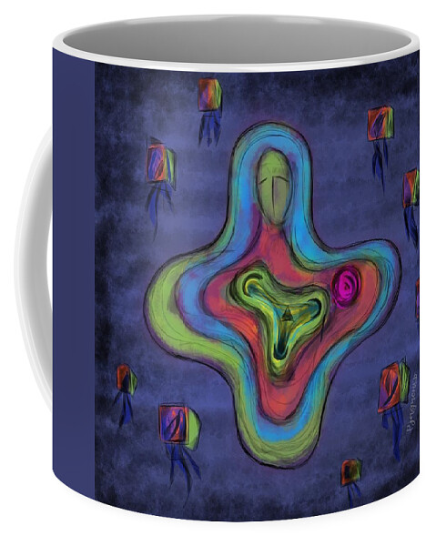 Observing Coffee Mug featuring the digital art Observing a wormhole by Ljev Rjadcenko