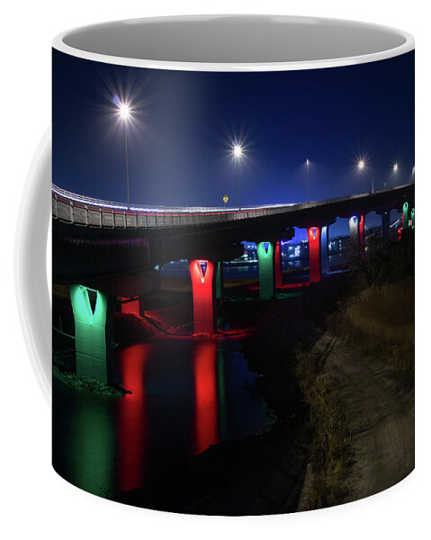 Ocean City Coffee Mug featuring the photograph Ocean City Bridge Dressed for Christmas by Kristia Adams