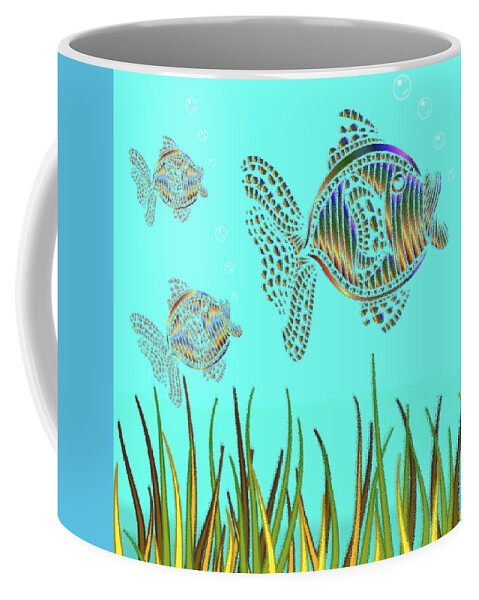 Sea Coffee Mug featuring the digital art Ocean Ripple Pane 2 Lucy and the Twins by David Dehner
