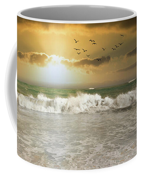 Ocean Coffee Mug featuring the photograph Ocean sunset Photo 156 by Lucie Dumas