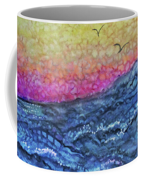 Abstract Ocean Coffee Mug featuring the painting Ocean Swell by Jean Batzell Fitzgerald