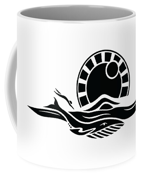 Black And White Coffee Mug featuring the digital art Ocean Swim by Silvio Ary Cavalcante