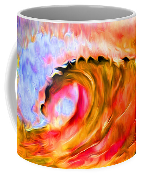 Ocean Wave Coffee Mug featuring the digital art Ocean Wave in Flames by Ronald Mills