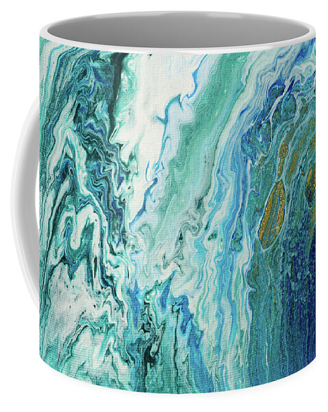 Acrylic Pouring Coffee Mug featuring the painting Ocean Waves Abstract Acrylic Pouring by Matthias Hauser