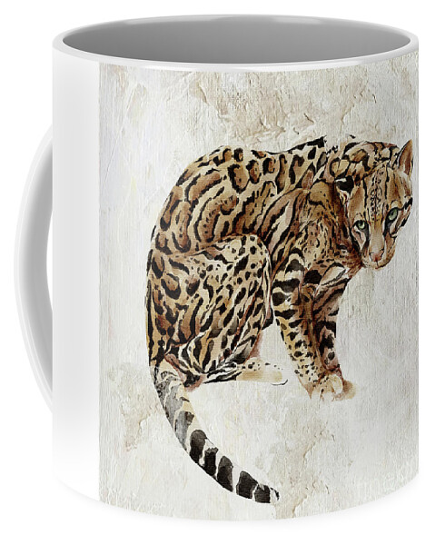 Ocelot Coffee Mug featuring the painting Ocelot Wild Cat Animal Painting by Garden Of Delights