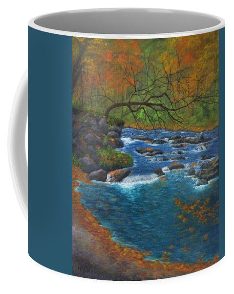 River Coffee Mug featuring the painting Oconaluftee River by Marlene Little