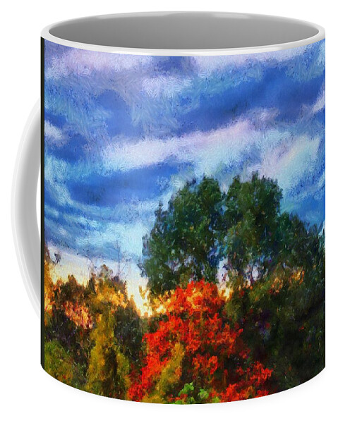 Trees Coffee Mug featuring the mixed media October in the Field by Christopher Reed