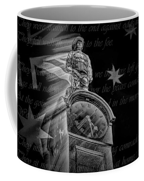 War Memorial Coffee Mug featuring the mixed media Ode Of Remembrance Anzac War Memorial by Joan Stratton