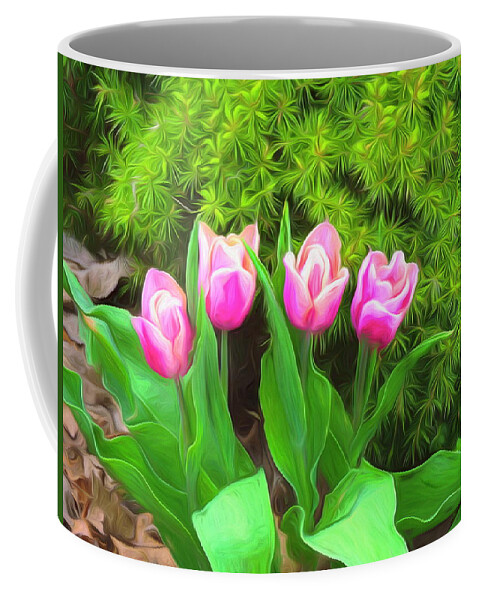 Tulips Coffee Mug featuring the digital art Ode to Spring by Susan Hope Finley