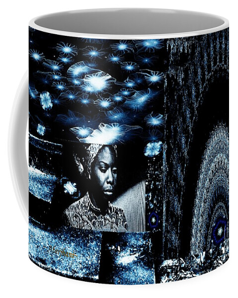 Singers Coffee Mug featuring the mixed media Ode to the Genius and Good Intentions of Nina Simone Number 2 by Aberjhani