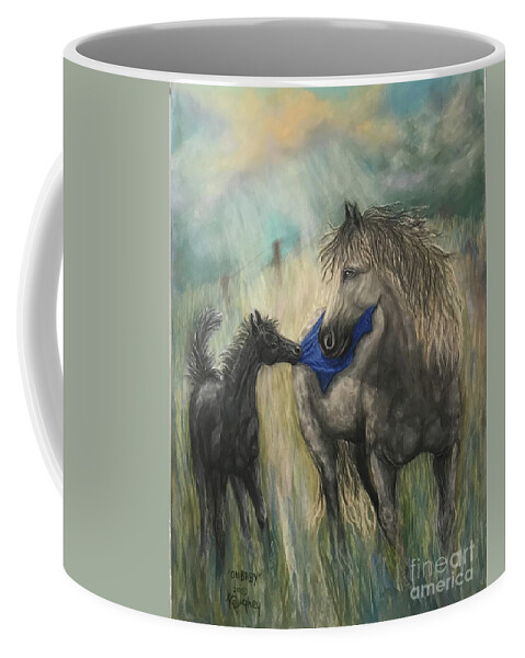 Horses Coffee Mug featuring the painting Oh Baby by Katherine Caughey