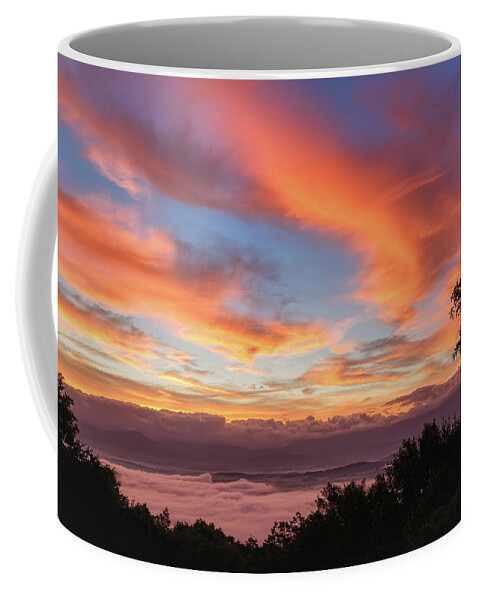  Luray; Shenandoah Valley; Sunrise; Virginia; Amazing Sunrises; Cloud Inversion; Fog Ocean Coffee Mug featuring the photograph Oh Shenandoah 9-21-21 by Lara Ellis