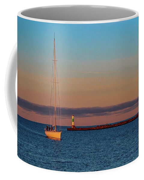  Coffee Mug featuring the photograph Ohana Arriving in Muskegeon at Sunrise IMG_6049 by Michael Thomas