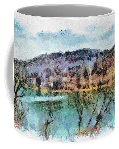 River Coffee Mug featuring the mixed media Ohio River by Christopher Reed