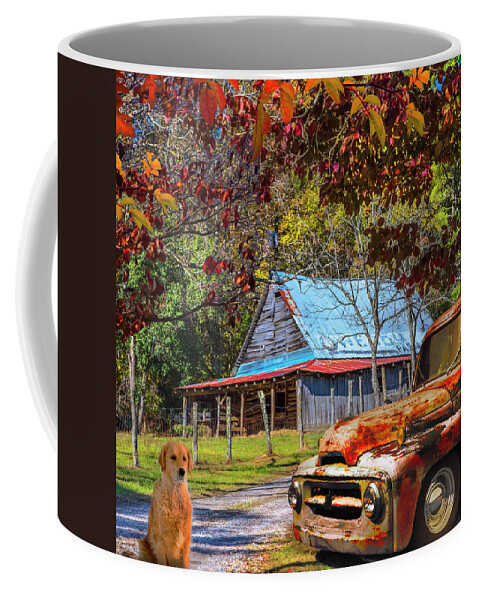 1951 Coffee Mug featuring the photograph Ol' Country Rust in Square by Debra and Dave Vanderlaan