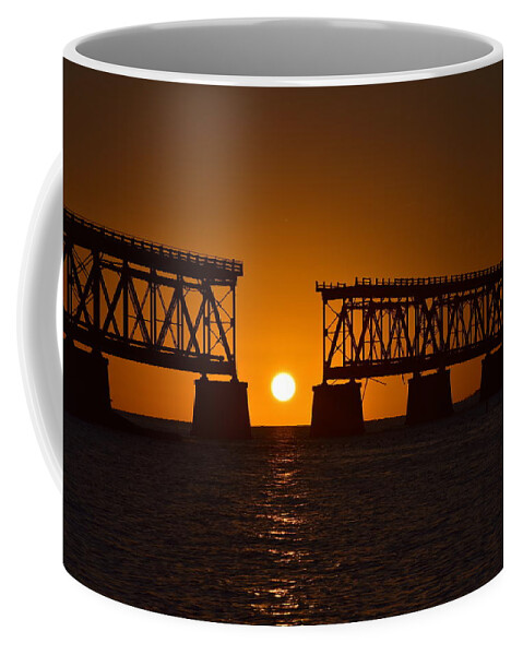 Old Coffee Mug featuring the photograph Old Bahia Honda Rail Bridge Sunset by Monika Salvan