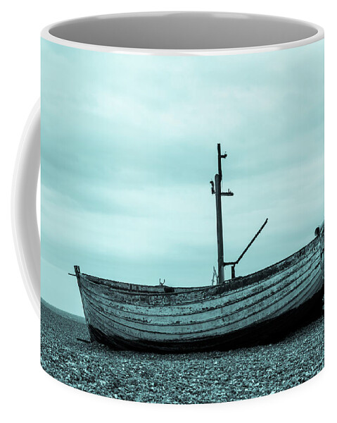 Aldeburgh Coffee Mug featuring the photograph Old Boat in Cyan by John Paul Cullen