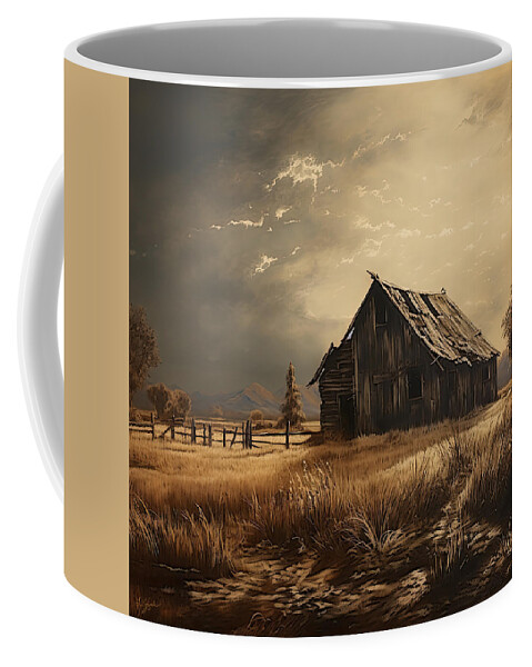 Old Barn Coffee Mug featuring the painting Old But Stately -Old Barn Artwork by Lourry Legarde