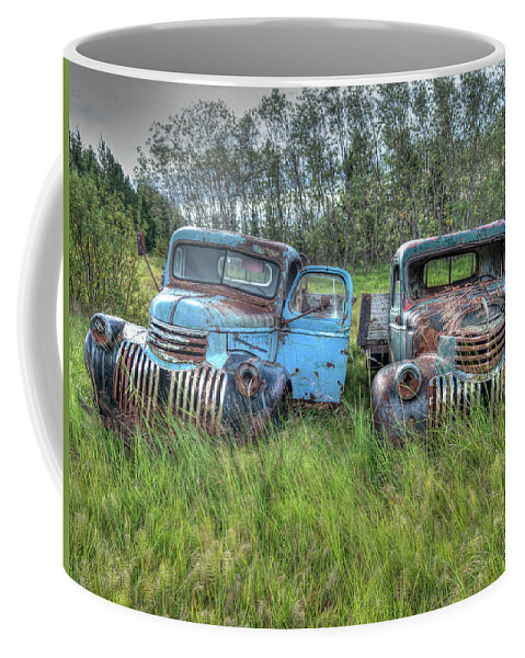 Ford Chevy Coffee Mug featuring the photograph Old Chevys in Iceland by Kristia Adams