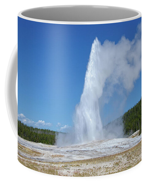 Landscape Coffee Mug featuring the photograph Old Faithful Geyser Yellowstone Wyoming by Debra Martz