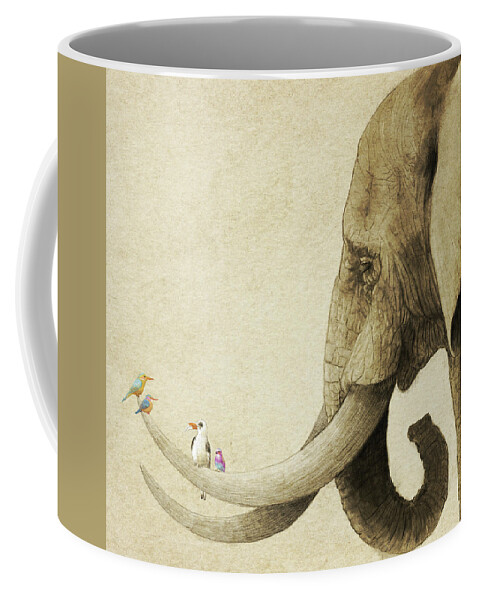 Elephant Coffee Mug featuring the drawing Old Friend by Eric Fan