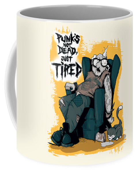 Punk Coffee Mug featuring the drawing Old Punk by Ludwig Van Bacon