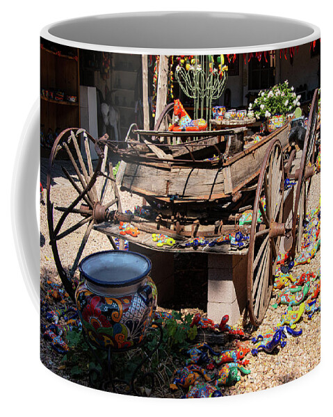 Santa Fe Coffee Mug featuring the photograph Old Santa Fe Waggon by Bob Phillips