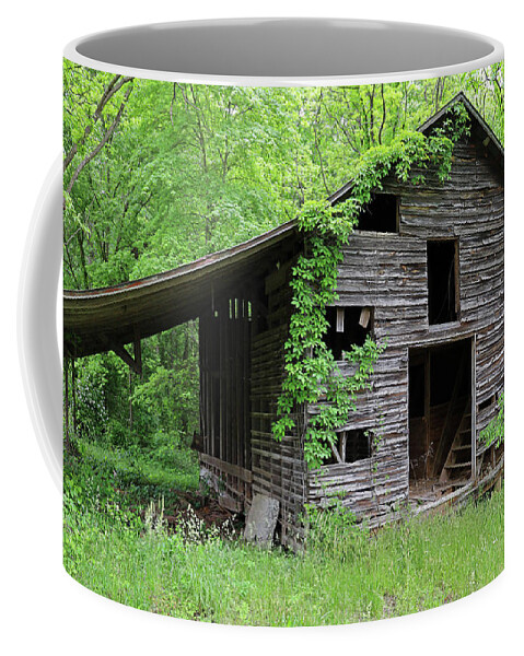 Vine Coffee Mug featuring the photograph Old Tobacco Barn 0290 by Jack Schultz
