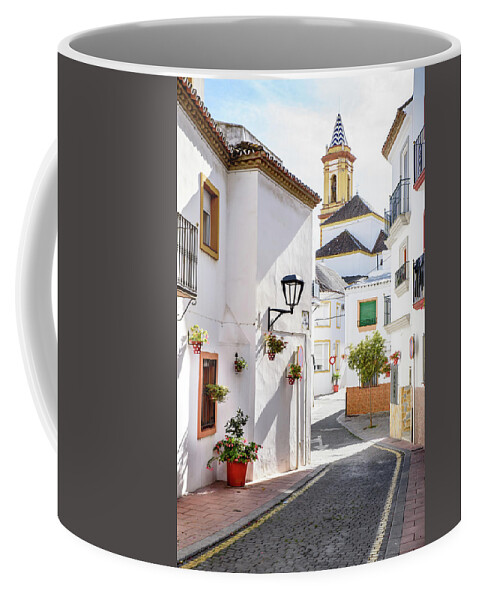 Spain Coffee Mug featuring the digital art Old Town Estepona Calle by Naomi Maya