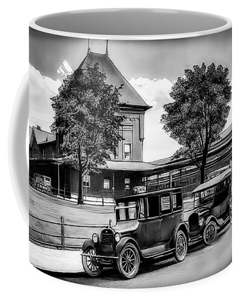 Black And White Coffee Mug featuring the photograph Old Union Station at Bristol Virginia by Shelia Hunt