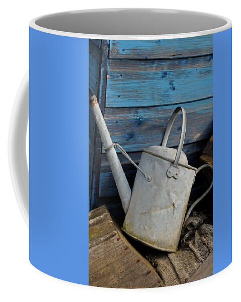 Can Coffee Mug featuring the photograph Old vintage watering can by Severija Kirilovaite