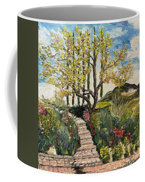 Olive Tree Coffee Mug featuring the painting The Olive Tree at Gershon Bachus Vintners by Roxy Rich