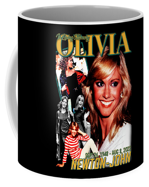 Olivia Newton-john Coffee Mug featuring the digital art Olivia Newton-John In Loving Memory by Yuli Anggraeni