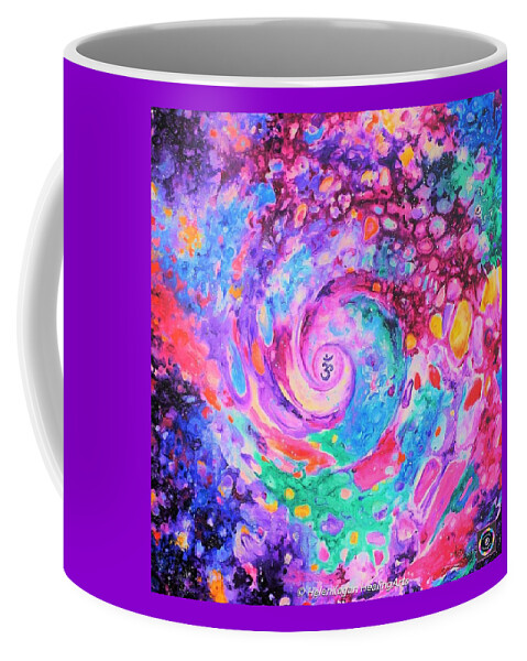 Contemporary Coffee Mug featuring the painting OM. Crown Chakra. Series Healing Chakras by Helen Kagan