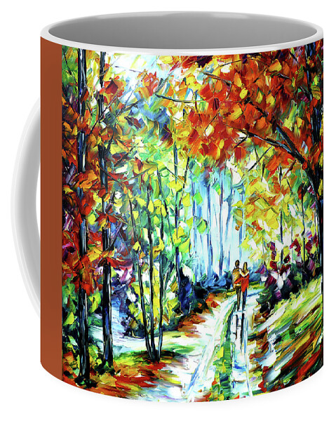 Autumn Walk Coffee Mug featuring the painting On An Autumn Day by Mirek Kuzniar