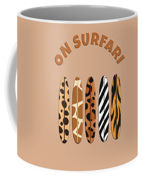 Wild Coffee Mug featuring the digital art On Surfari Animal Print Surfboards by Barefoot Bodeez Art