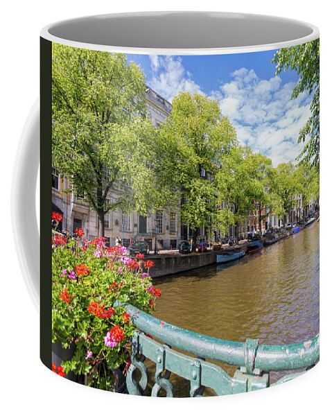 On The Canal Amsterdam Coffee Mug featuring the photograph On the Canal Amsterdam by Jemmy Archer