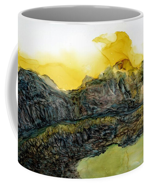 Mountains Coffee Mug featuring the painting On the low road by Angela Marinari