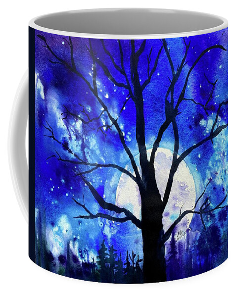 Full Moon Coffee Mug featuring the painting Once in a Blue Moon by Michal Madison