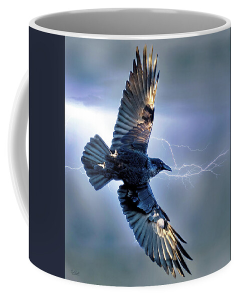 Raven Coffee Mug featuring the digital art Once upon a midnight dreary... by Judi Dressler