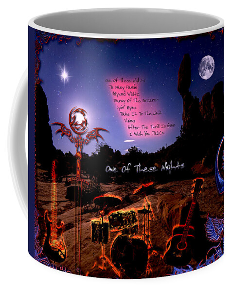 One Of These Nights Coffee Mug featuring the digital art One Of These Nights by Michael Damiani