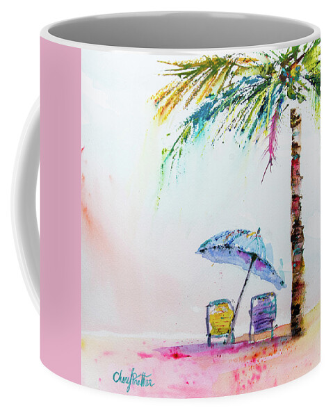 Beach Coffee Mug featuring the painting One Palm by Cheryl Prather